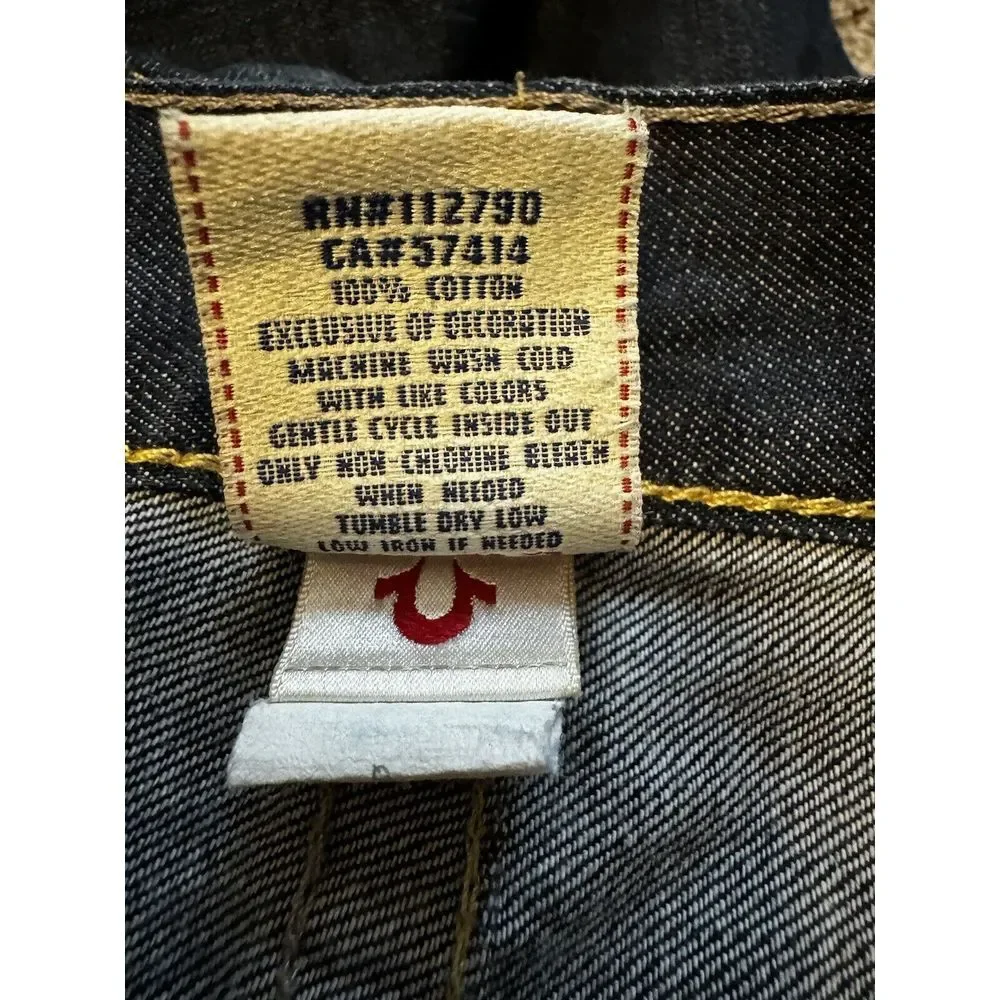 True Religion Y2K Denim Jeans Mens 38 X34 Shade Q Straight‎ Dark Wash MDE800L17